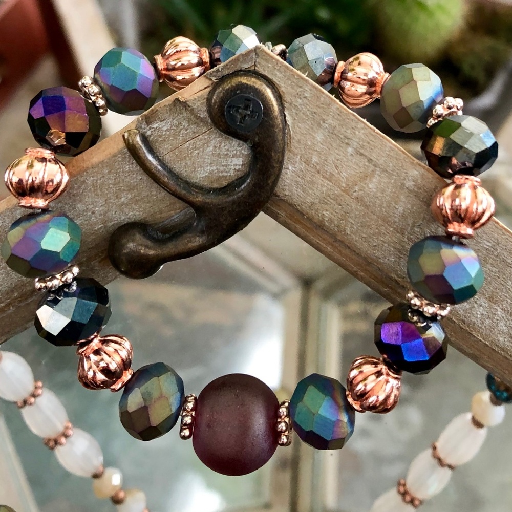 Purple Druzy Necklace and Bracelet Set - Picture 3 of 5